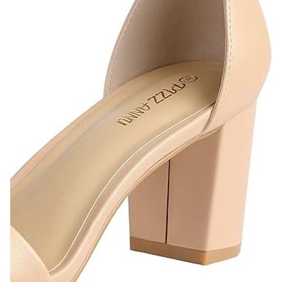 Pizz Annu Womens Size 6 Tan Open Toe 2.5" Block Heel Ankle Strap Sandal Shoes - Picture 4 of 6